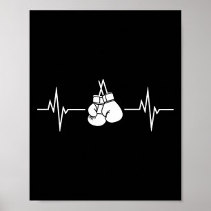 Poster Boxing Heartbeat Line Com Luvas De Travamento