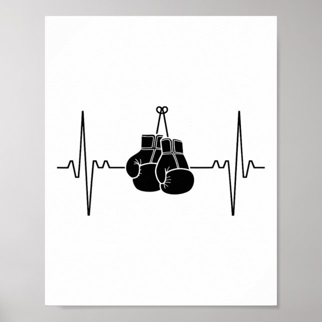 Poster Boxing Heartbeat Line Punch Design (Frente)