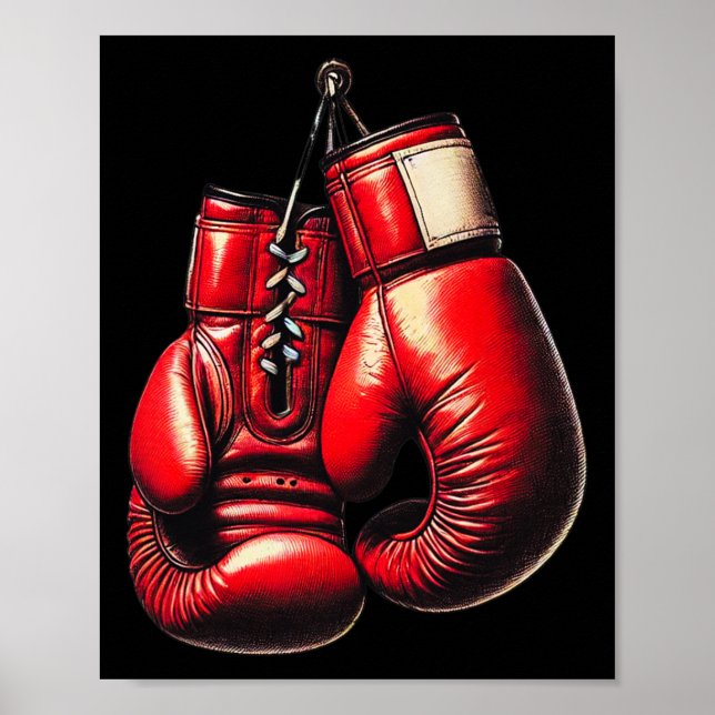 Poster Boxing Luvas Red Boxing Esporte Boxer Kickboxe (Frente)