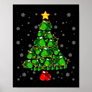 Poster Boxing Natal Sports Lover Xmas Tree Lights Paj