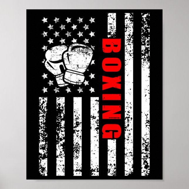 Poster Boxing Patriótico com Bandeira Americana (Frente)