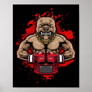 Poster Boxing Pit Bull ama Pitbulls Workout Animal