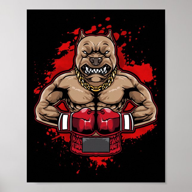 Poster Boxing Pit Bull ama Pitbulls Workout Animal (Frente)
