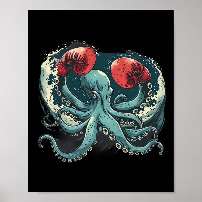 Poster Boxpus Lover Ocean Sea Creature Funny Boxin (Frente)