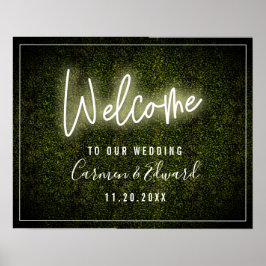 Poster Boxwood Weding White Neon Boxwood Bem-vindo