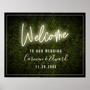Poster Boxwood Weding White Neon Boxwood Bem-vindo