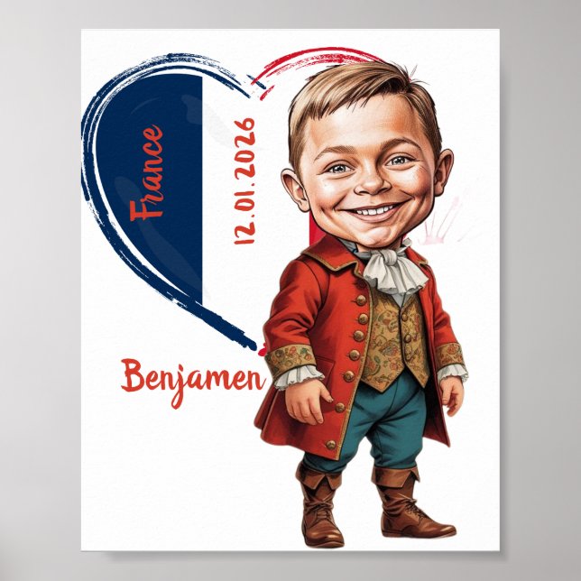 Poster Boy Caricature in French Vintage Costume (Frente)
