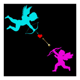 Póster Boy & Gilr Angels Arrow Red Heart Poster