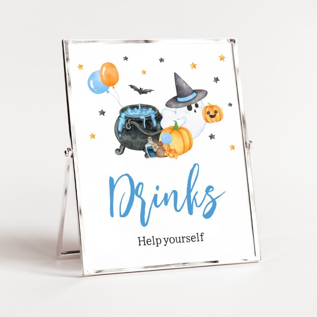 Poster Boy Little Boo Ghost Chá de fraldas Bebe (Ghost Halloween Baby Shower
Drinks Sign)
