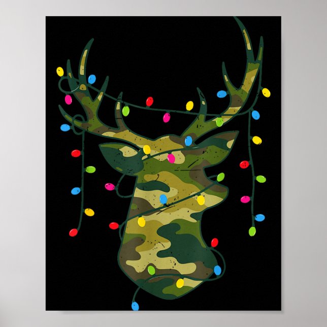Poster Boy Men Camo Deer Hunting Christmas Light Pajama P (Frente)