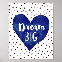 Poster Boy Nursery Decor Watercolor Marinho Blue Heart