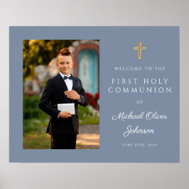 Poster Boy Photo First Communion Dusty Blue