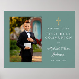 Poster Boy Photo First Communion Green