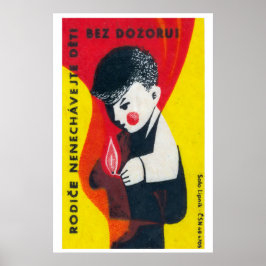 Poster Boy Playing with Matches - Matchbox Print - Czech
