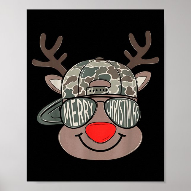 Poster Boy Reindeer Hat Camo Hat Merry Christmas Xmas Boy (Frente)