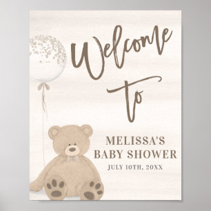 Poster Boy Teddy Bear Tan Balloon Sinal de Boas-Vindas Po
