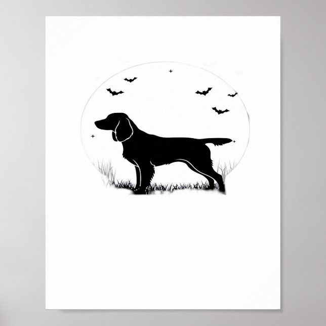 Poster Boykin Spaniel Dog - Halloween Moon Silhouette Cla (Frente)
