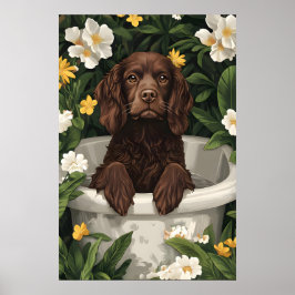 Poster Boykin Spaniel In Bathtub Poster, Funny Dog