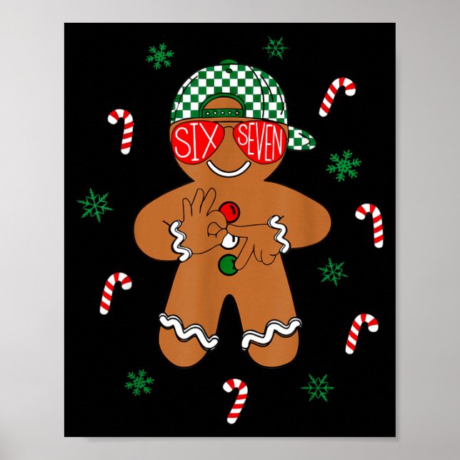 Poster Boys Mens Christmas 6 7 Gingerbread Funny Meme Six (Frente)