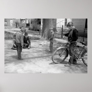Póster Boys Playing Marbles, Woodbine, Iowa, 1940
