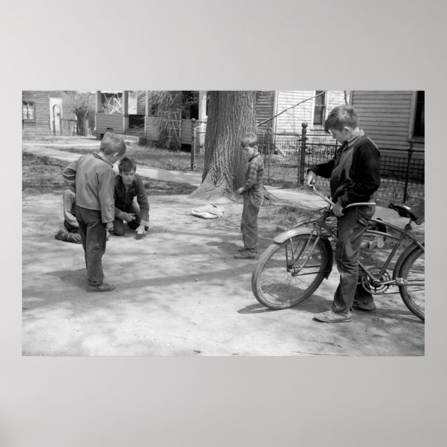 Póster Boys Playing Marbles, Woodbine, Iowa, 1940 (Frente)