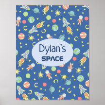 Boys Rocket Ship Space Pattere Name Kids
