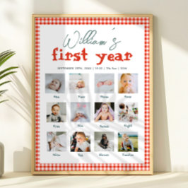 Poster Boys Rustic Farm First Year Birthday Photo Collage