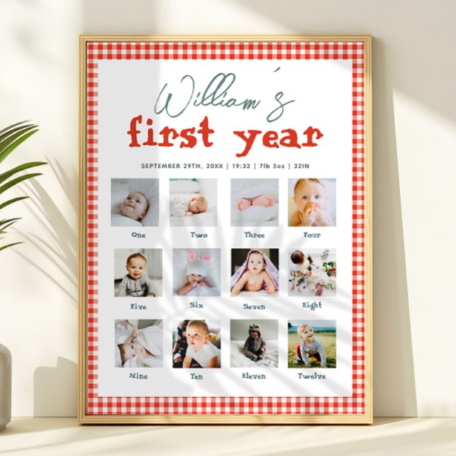 Poster Boys Rustic Farm First Year Birthday Photo Collage (Criador carregado)