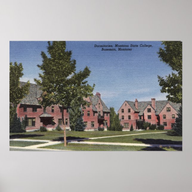 Póster Bozeman, Montana - Dormitórios na Montana State (Frente)