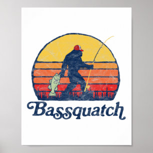 Poster Bquatch! Divertido Bigfoot Pesca Ao Ar Livre Retro
