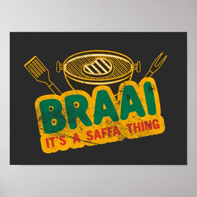 Poster Braai é uma coisa Saffa - Presente de CHURRASCO su (Frente)