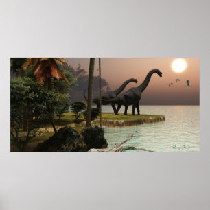 Póster Brachiosaurus Sunset Print