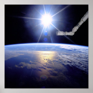 Póster Braço Robótico do Ônibus Espacial em Órbita da Ter