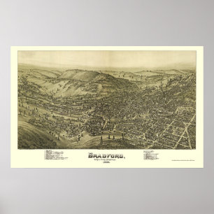 Póster Bradford, mapa panorâmico do PA - 1895