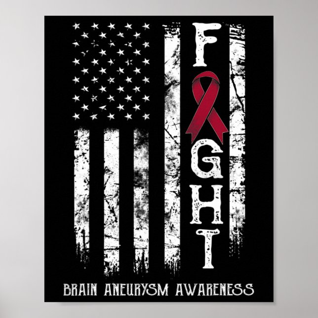 Poster Brain Aneurysm Warrior Us Flag  (Frente)