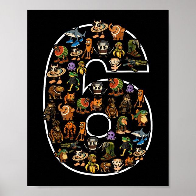 Poster Brainrot Italiano Aniversário 6 Idade Meninos 6 (Frente)