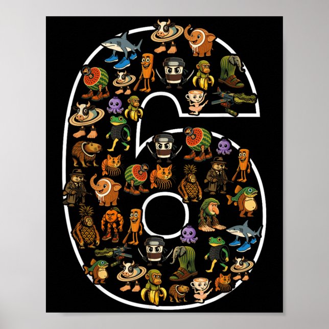 Poster Brainrot Italiano Aniversário 6 Idade Meninos 6 (Frente)