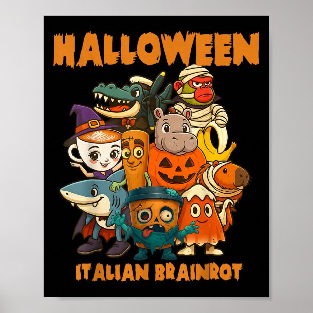 Poster Brainrot Italiano Caracteres do Halloween Themes C (Frente)
