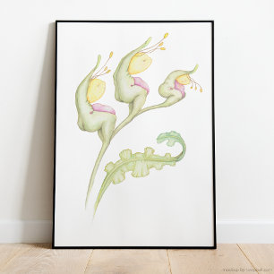 Poster Branca botânica, fantasia floral, criatura aquátic