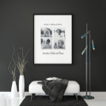 Poster Branca elegante de presente de pai multifoto moder<br><div class="desc">Presente moderno de pai multina moda elegante da família negra e branca.</div>