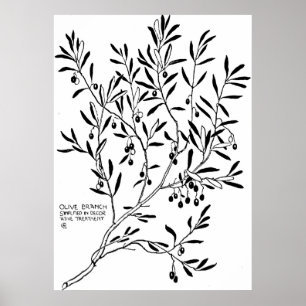 Póster Branch de Oliveiras Simplificado em Decor