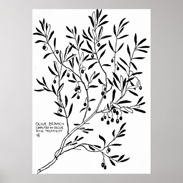 Póster Branch de Oliveiras Simplificado em Decor (Frente)