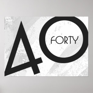 Póster Branco aniversário de 40 décadas