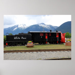 Poster branco de Alaska do trem da passagem