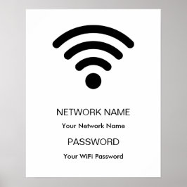 Poster Branco de Rede Wifi com Marca Personalizada e Senh