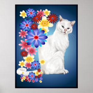 Poster branco do gatinho do jardim