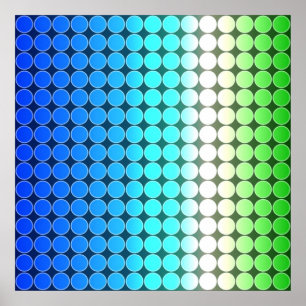Póster Branco do verde azul das bolinhas do inclinação 
