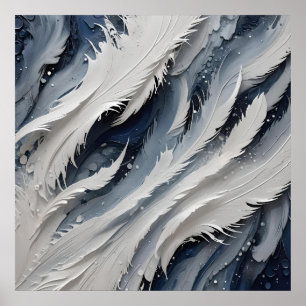 Poster Branco Estético Feathery E Azul