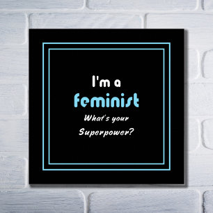 Póster Branco feminista do slogan da superpotência no