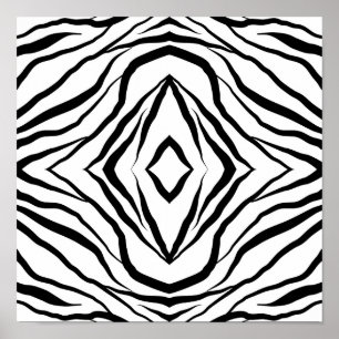 Poster Branco geométrico sobre faixas de zebra negras